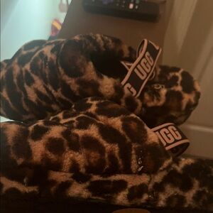 UGG Animal Print Fluffy Slippers